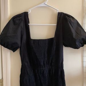NEW W/ TAG black cinched zara dress with puff sleeves, size S